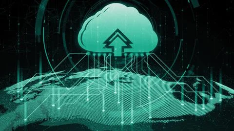 Cloud computing technology and online data storage for shrewd business network Stock Photos