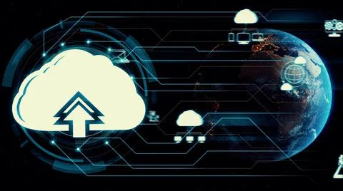 Cloud computing technology and online data storage for shrewd business network 스톡 사진