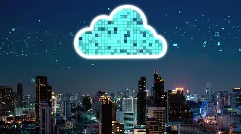 Cloud computing technology and online data storage for alteration data sharing 스톡 사진