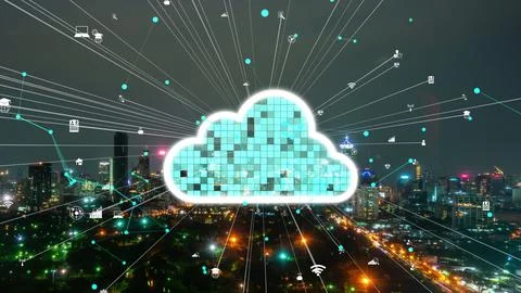 Cloud computing technology and online data storage for alteration data sharing Fotos de archivo