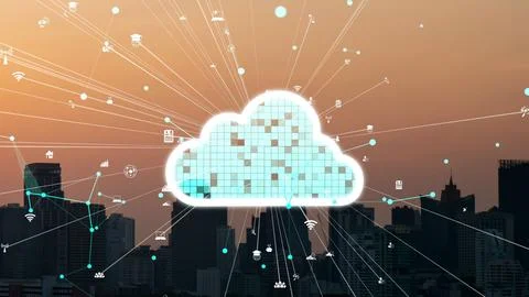 Cloud computing technology and online data storage for alteration data sharing Stock Photos