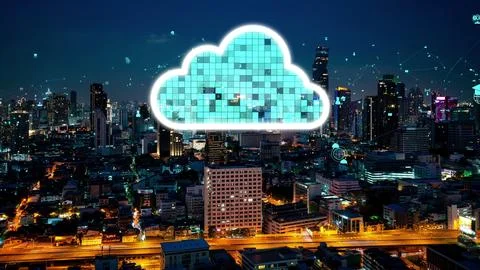 Cloud computing technology and online data storage for alteration data sharing 스톡 사진