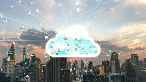 Cloud computing technology and online data storage for alteration data sharing Stock Photos