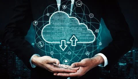 Cloud computing technology and online data storage for business network uds 스톡 사진