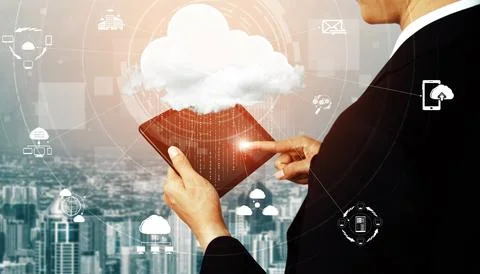 Cloud computing technology and online data storage for business network uds 写真素材