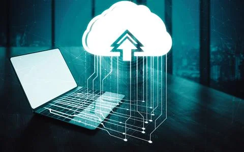 Cloud computing technology and online data storage for business network uds Stock Photos