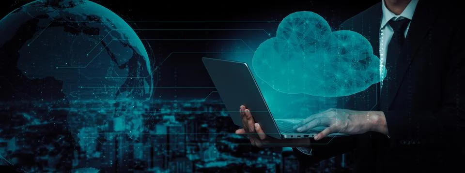 Cloud computing technology and online data storage for business network uds Stock Photos