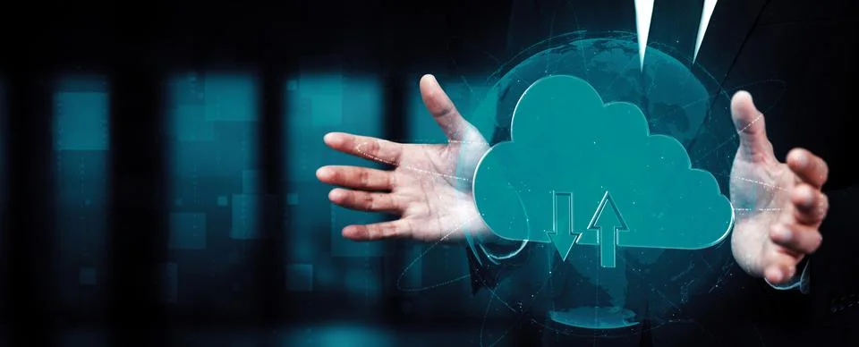 Cloud computing technology and online data storage for business network uds Foto stock