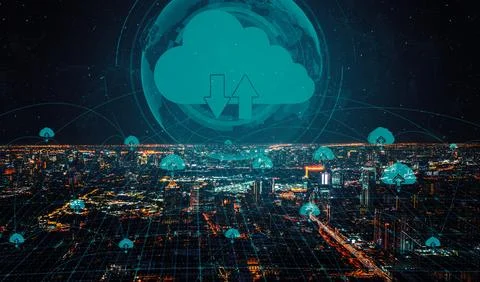 Cloud computing technology and online data storage for business network uds Foto stock