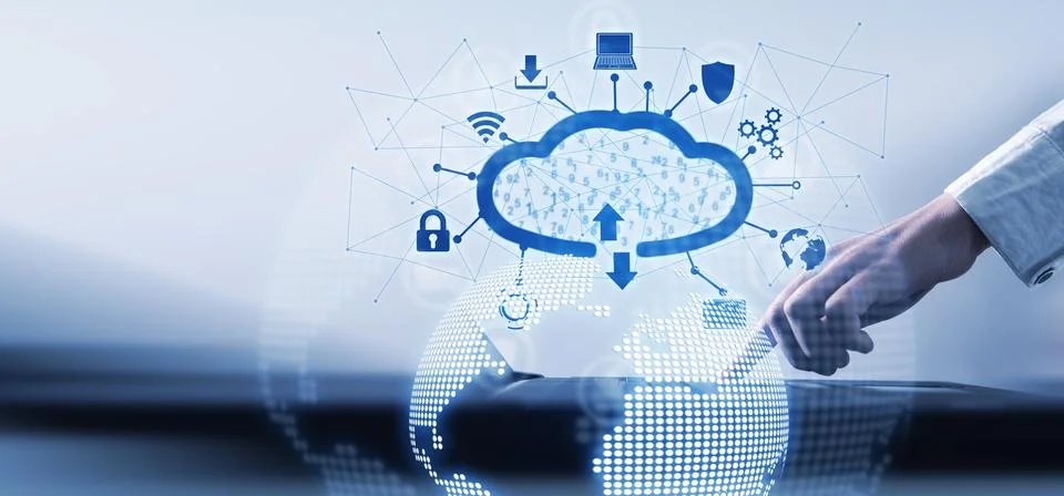 Cloud computing technology and online data storage. Foto stock