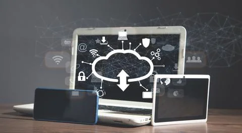 Cloud computing technology and online data storage. Foto stock