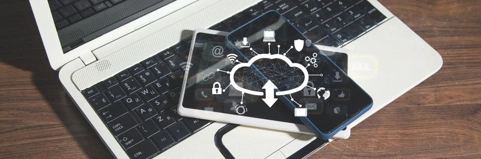 Cloud computing technology and online data storage. Foto stock