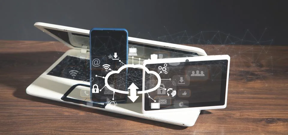 Cloud computing technology and online data storage. Stock Photos