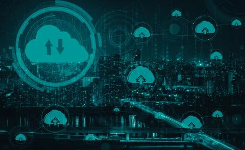 Cloud computing technology and online data storage for business network uds Stock Photos