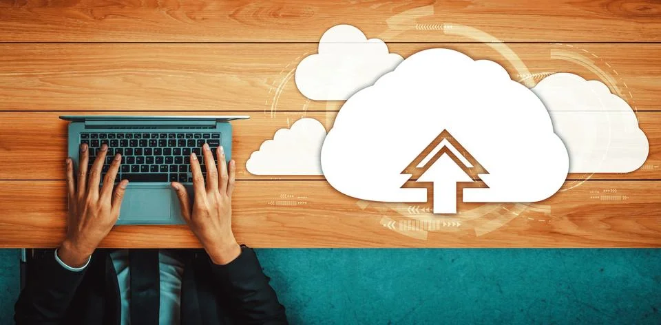 Cloud computing technology and online data storage for business network uds 스톡 사진