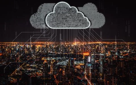 Cloud computing technology and online data storage for business network uds Stock Photos