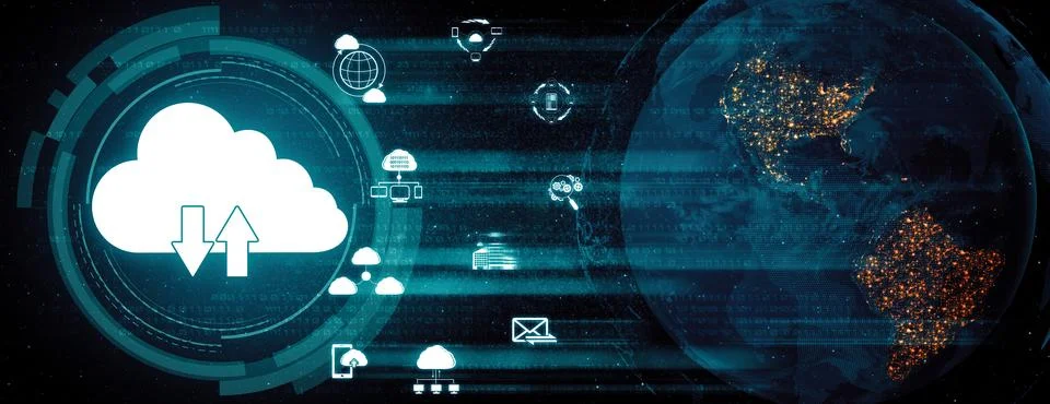 Cloud computing technology and online data storage for business network uds 스톡 사진