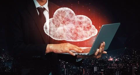 Cloud computing technology and online data storage for business network uds Stock Photos