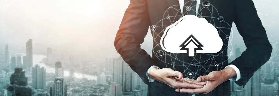 Cloud computing technology and online data storage for business network uds Stock Photos