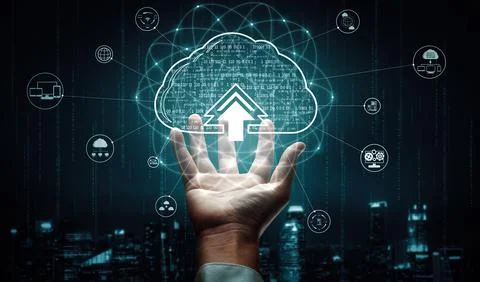 Cloud computing technology and online data storage for business network uds 写真素材