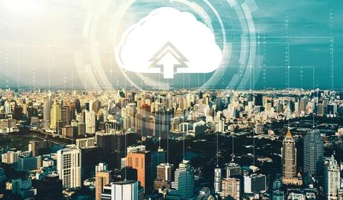 Cloud computing technology and online data storage for business network uds 스톡 사진