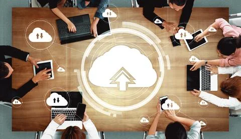 Cloud computing technology and online data storage for business network uds Stock Photos