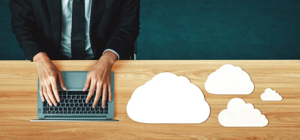 Cloud computing technology and online data storage for business network uds Stock Photos