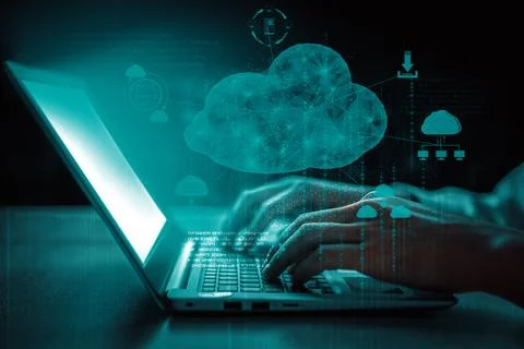 Cloud computing technology and online data storage for business network uds Stock Photos