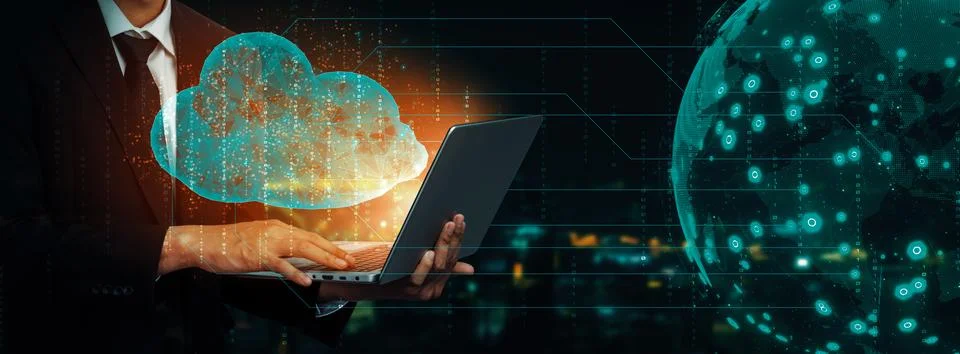 Cloud computing technology and online data storage for business network uds Foto stock