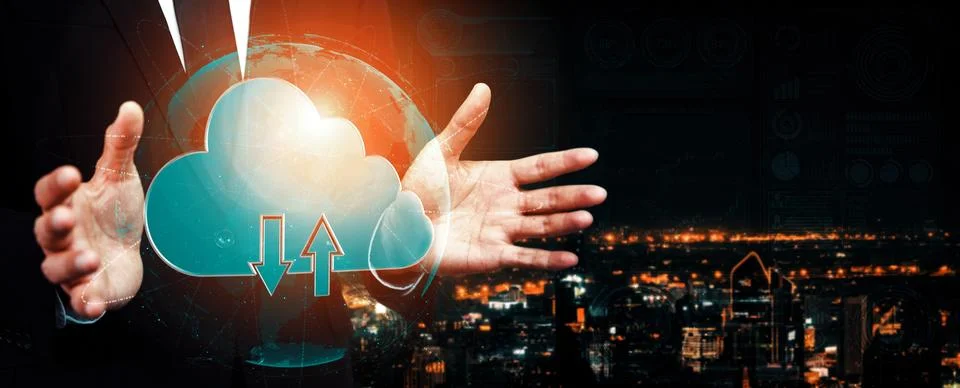 Cloud computing technology and online data storage for business network uds Stock Photos