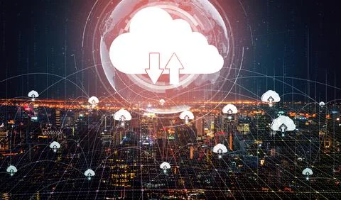 Cloud computing technology and online data storage for business network uds 스톡 사진