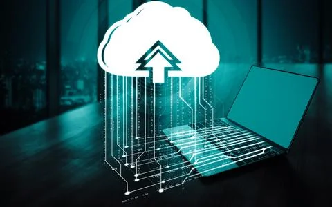 Cloud computing technology and online data storage for business network uds 스톡 사진