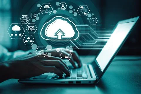 Cloud computing technology and online data storage for business network uds Foto stock