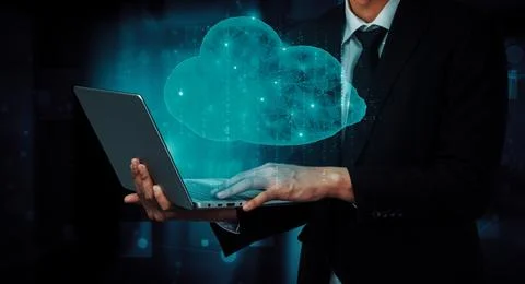 Cloud computing technology and online data storage for business network uds Foto stock