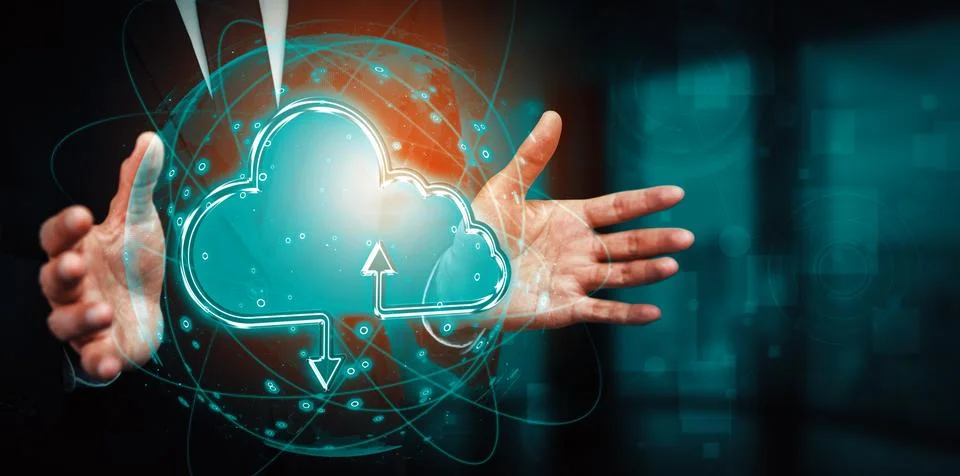 Cloud computing technology and online data storage for business network uds 스톡 사진