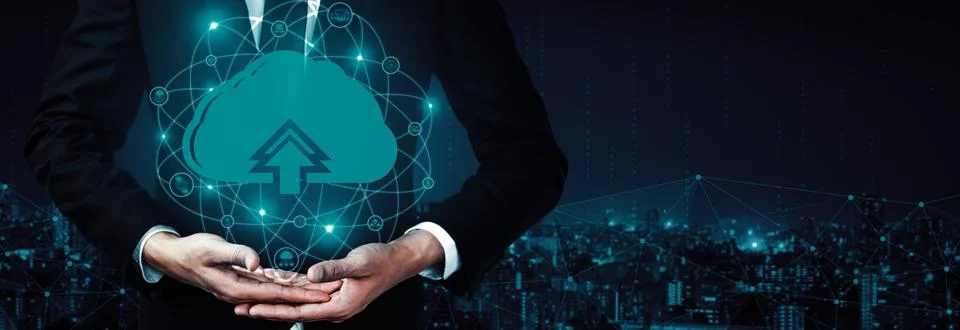 Cloud computing technology and online data storage for business network uds 스톡 사진