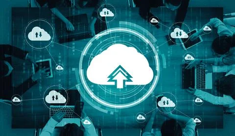 Cloud computing technology and online data storage for business network uds Stock Photos