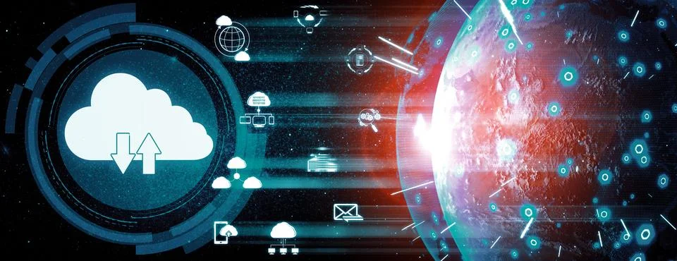 Cloud computing technology and online data storage for business network uds Foto stock