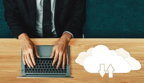 Cloud computing technology and online data storage for business network uds 写真素材