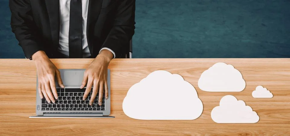 Cloud computing technology and online data storage for business network uds Stock Photos