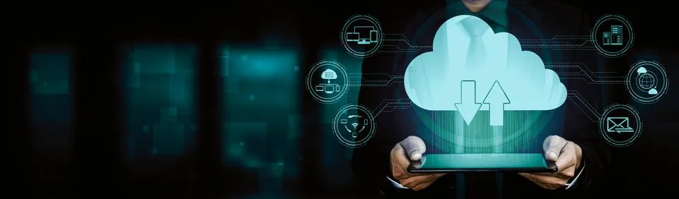 Cloud computing technology and online data storage for business network uds 스톡 사진