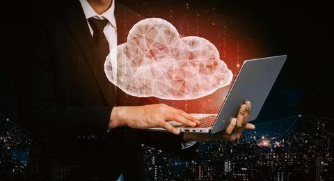 Cloud computing technology and online data storage for business network uds Stock Photos