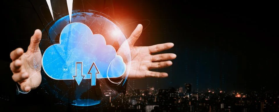 Cloud computing technology and online data storage for business network uds 스톡 사진