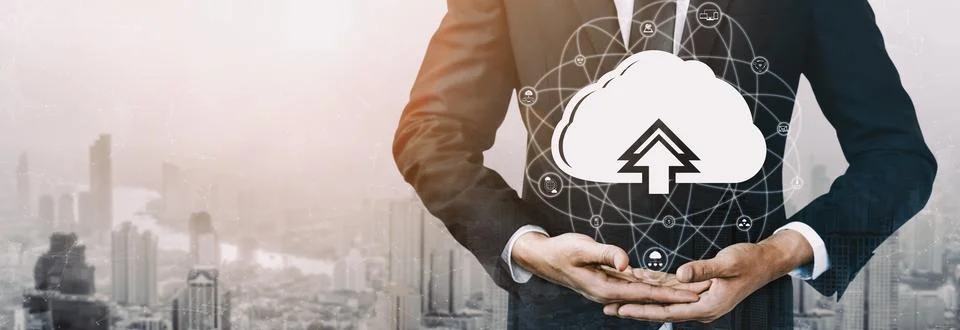 Cloud computing technology and online data storage for business network uds Stock Photos