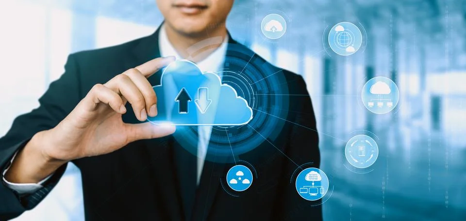 Cloud computing technology and online data storage for business network uds 写真素材