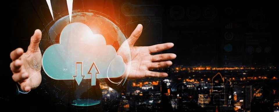 Cloud computing technology and online data storage for business network uds 스톡 사진