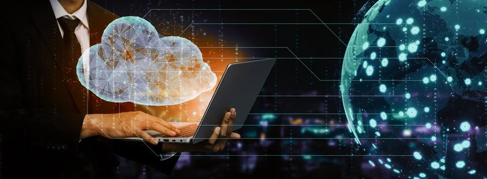 Cloud computing technology and online data storage for business network uds Foto stock