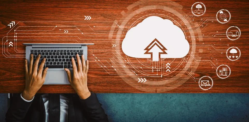 Cloud computing technology and online data storage for business network uds Foto stock