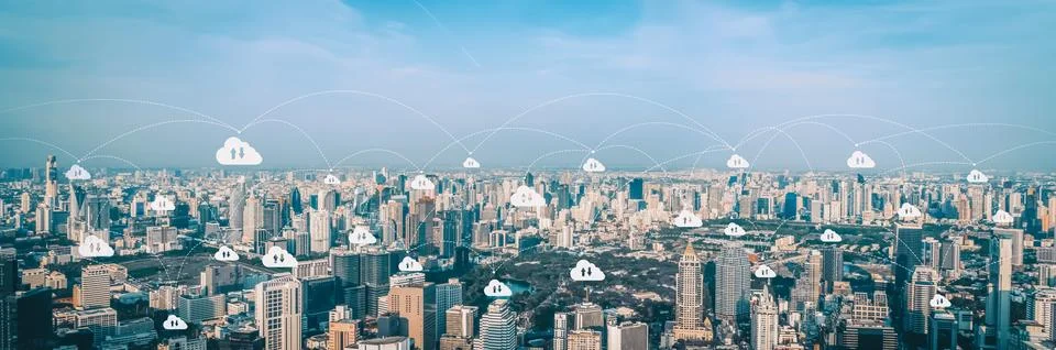 Cloud computing technology and online data storage for business network uds Stock Photos