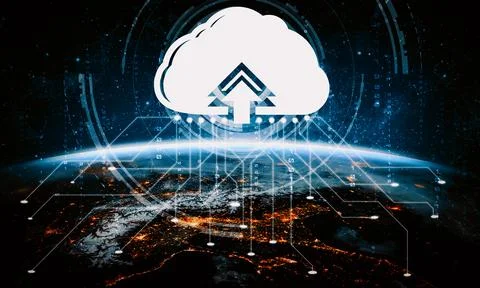 Cloud computing technology and online data storage for business network uds Foto stock